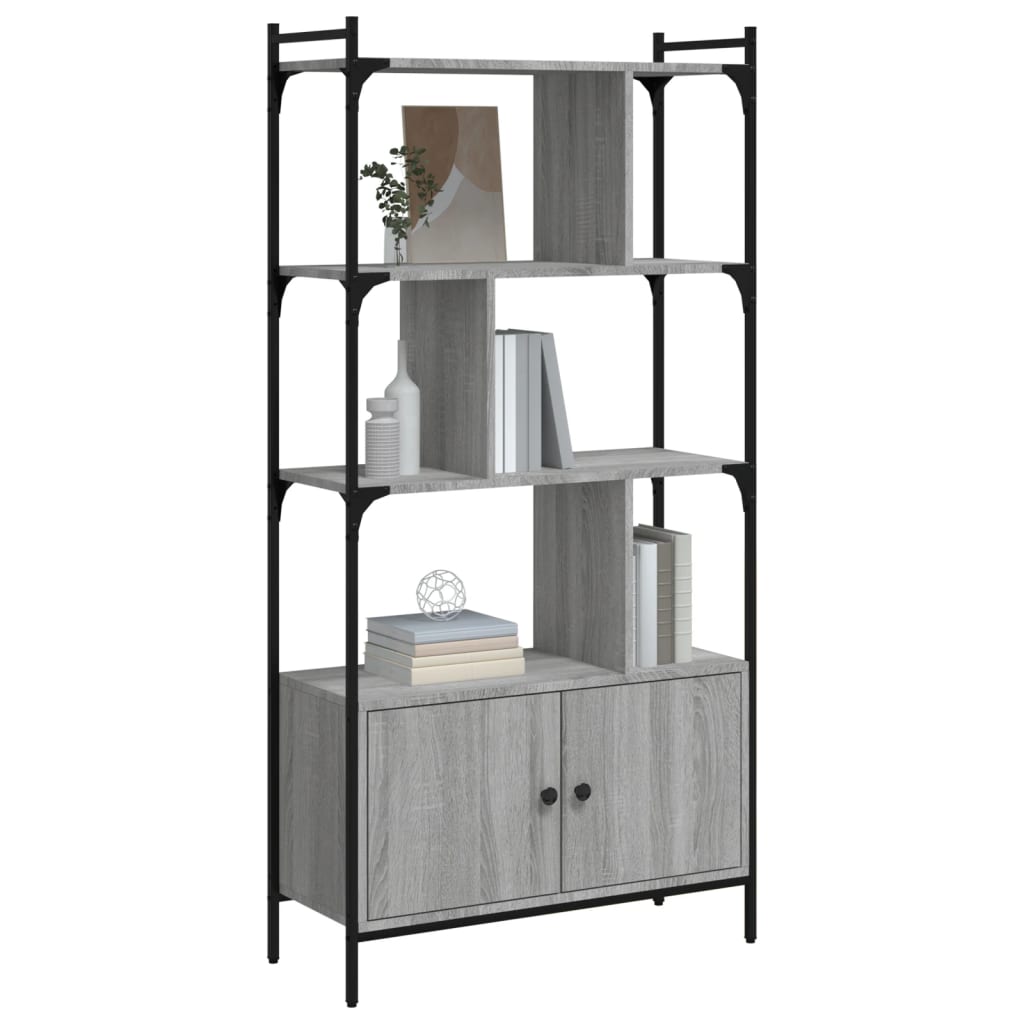 Bücherregal mit Türen Grau Sonoma 76,5x30x154,5cm Holzwerkstoff - Pazzar.ch