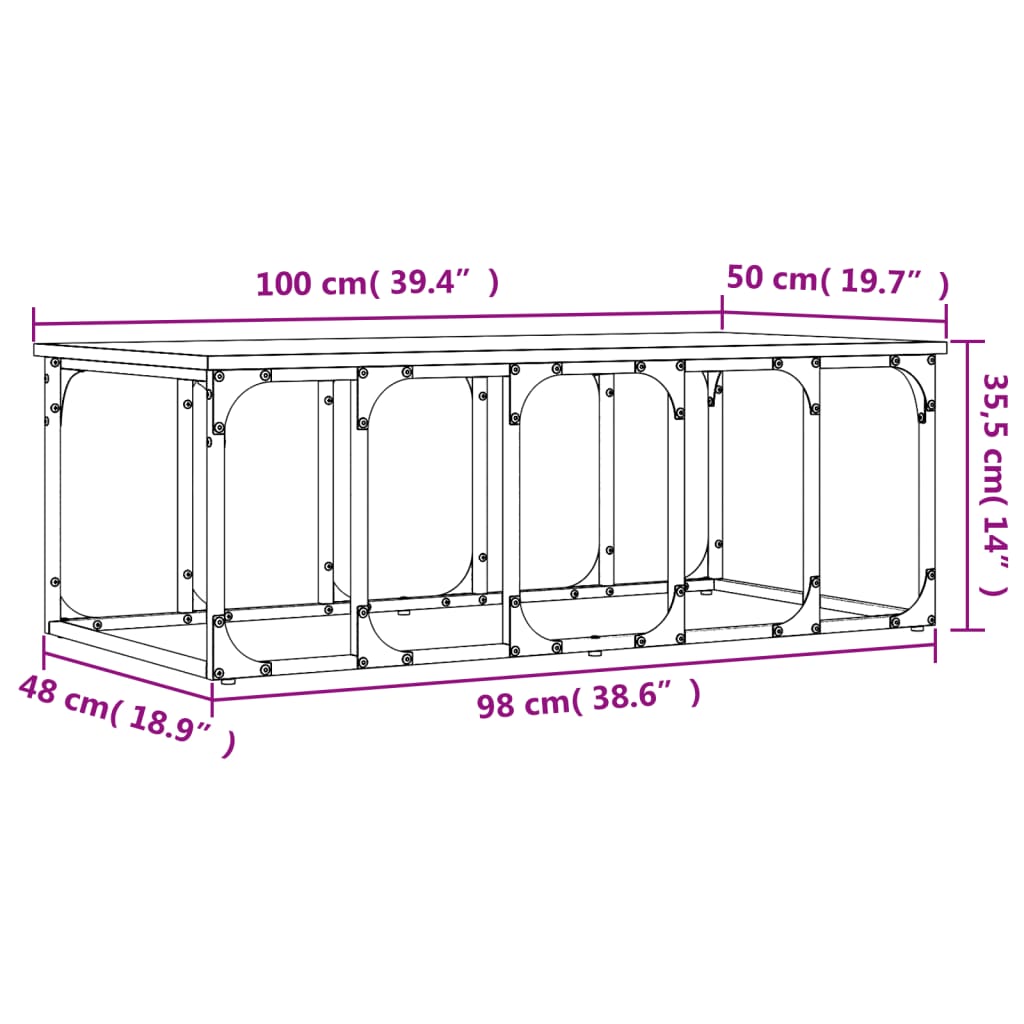 Couchtisch Schwarz 100x50x35,5 cm Holzwerkstoff - Pazzar.ch