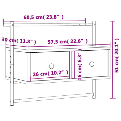 TV-Wandschrank Räuchereiche 60,5x30x51 cm Holzwerkstoff - Pazzar.ch