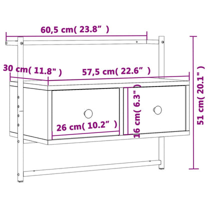 TV-Wandschrank Braun Eiche 60,5x30x51 cm Holzwerkstoff - Pazzar.ch