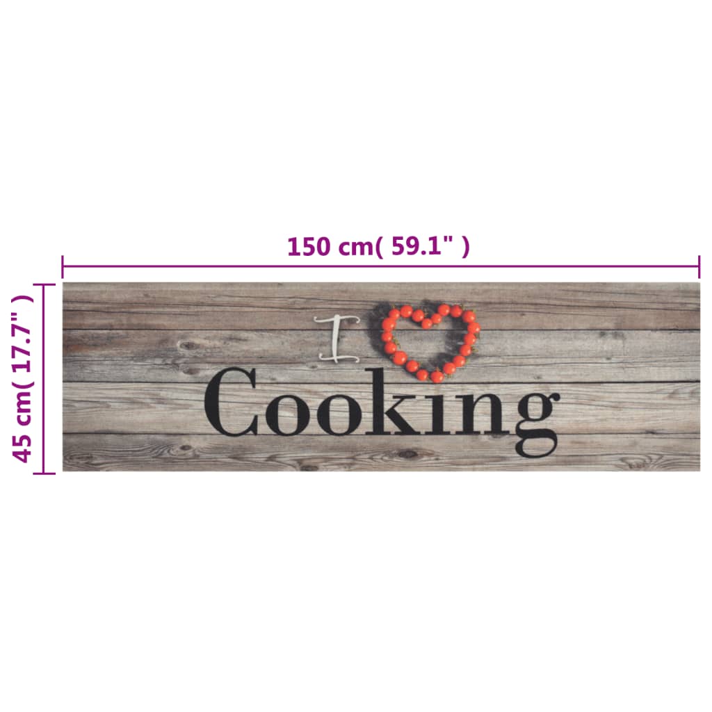 Küchenteppich Waschbar Cooking Grau 45x150 cm Samt - Pazzar.ch