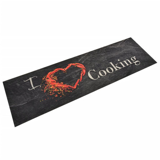 Küchenteppich Waschbar Cooking Schwarz 45x150 cm Samt - Pazzar.ch