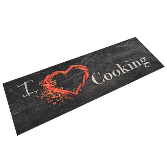 Küchenteppich Waschbar Cooking Schwarz 60x180 cm Samt - Pazzar.ch