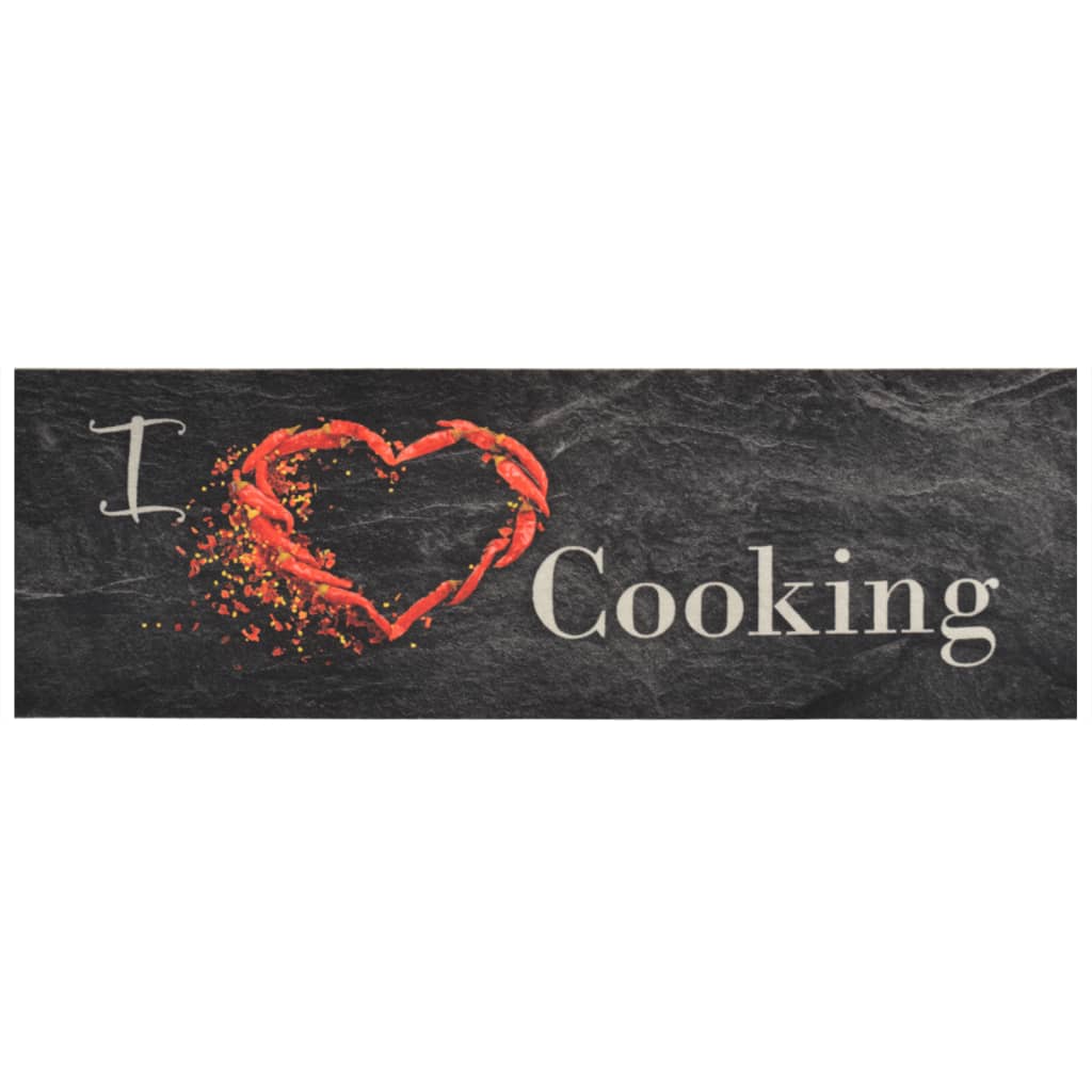 Küchenteppich Waschbar Cooking Schwarz 60x180 cm Samt - Pazzar.ch