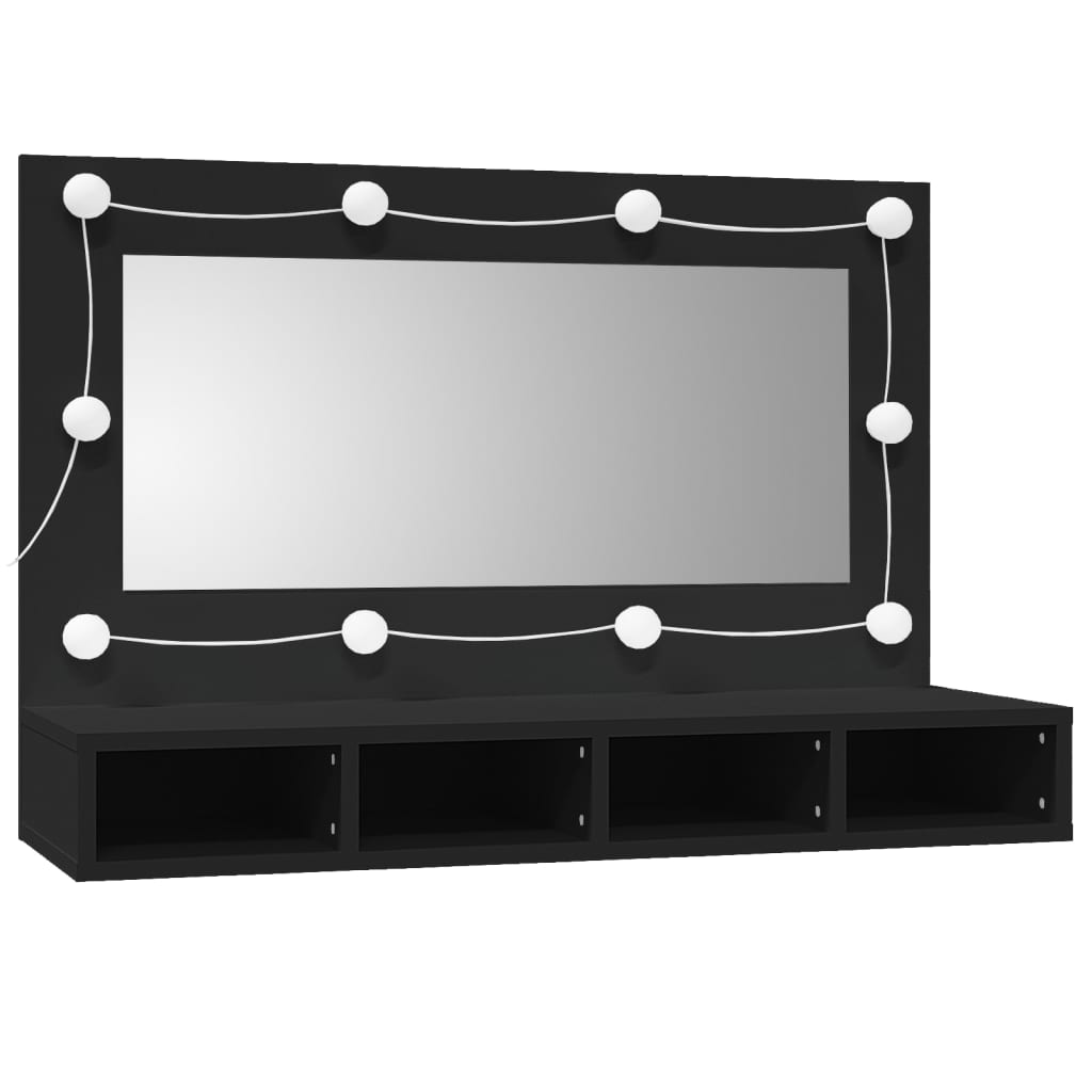 Spiegelschrank mit LED Schwarz 90x31,5x62 cm - Pazzar.ch