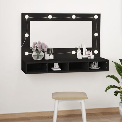 Spiegelschrank mit LED Schwarz 90x31,5x62 cm - Pazzar.ch