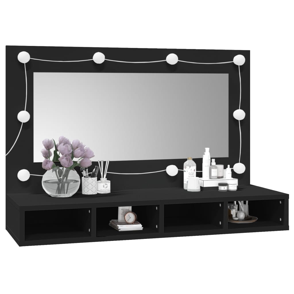 Spiegelschrank mit LED Schwarz 90x31,5x62 cm - Pazzar.ch