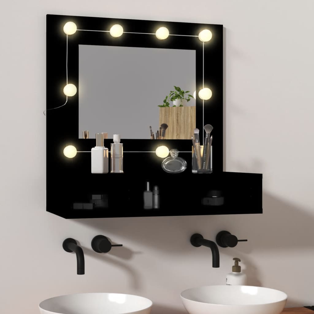 Spiegelschrank mit LED Schwarz 60x31,5x62 cm - Pazzar.ch