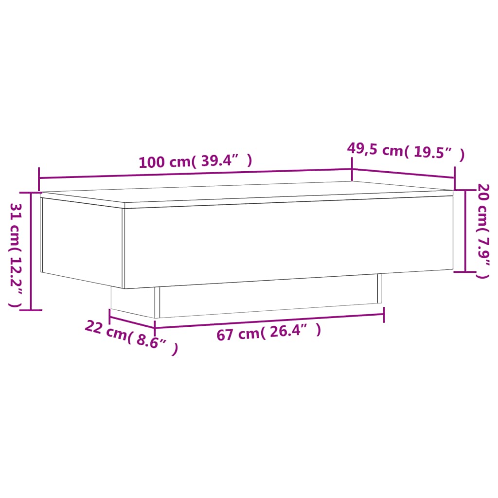 Couchtisch Grau Sonoma 100x49,5x31 cm Holzwerkstoff - Pazzar.ch
