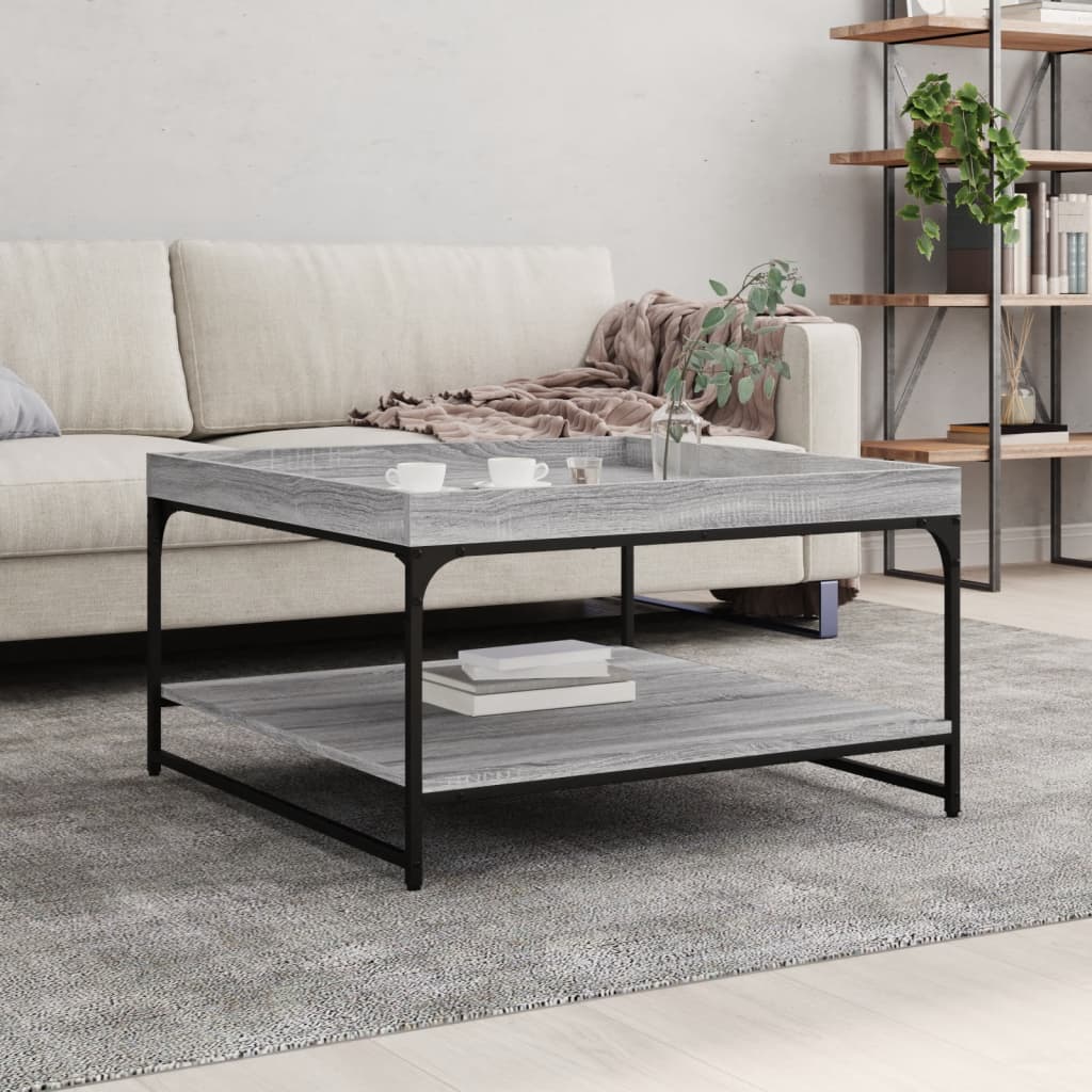 Couchtisch Grau Sonoma 80x80x45 cm Holzwerkstoff und Eisen - Pazzar.ch