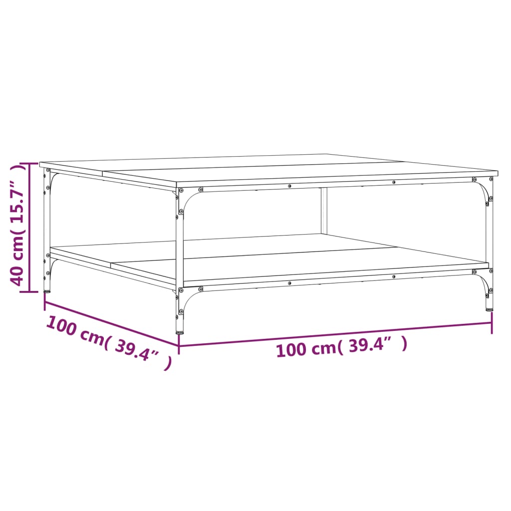 Couchtisch Braun Eichen-Optik 100x100x40 cm Holzwerkstoff - Pazzar.ch