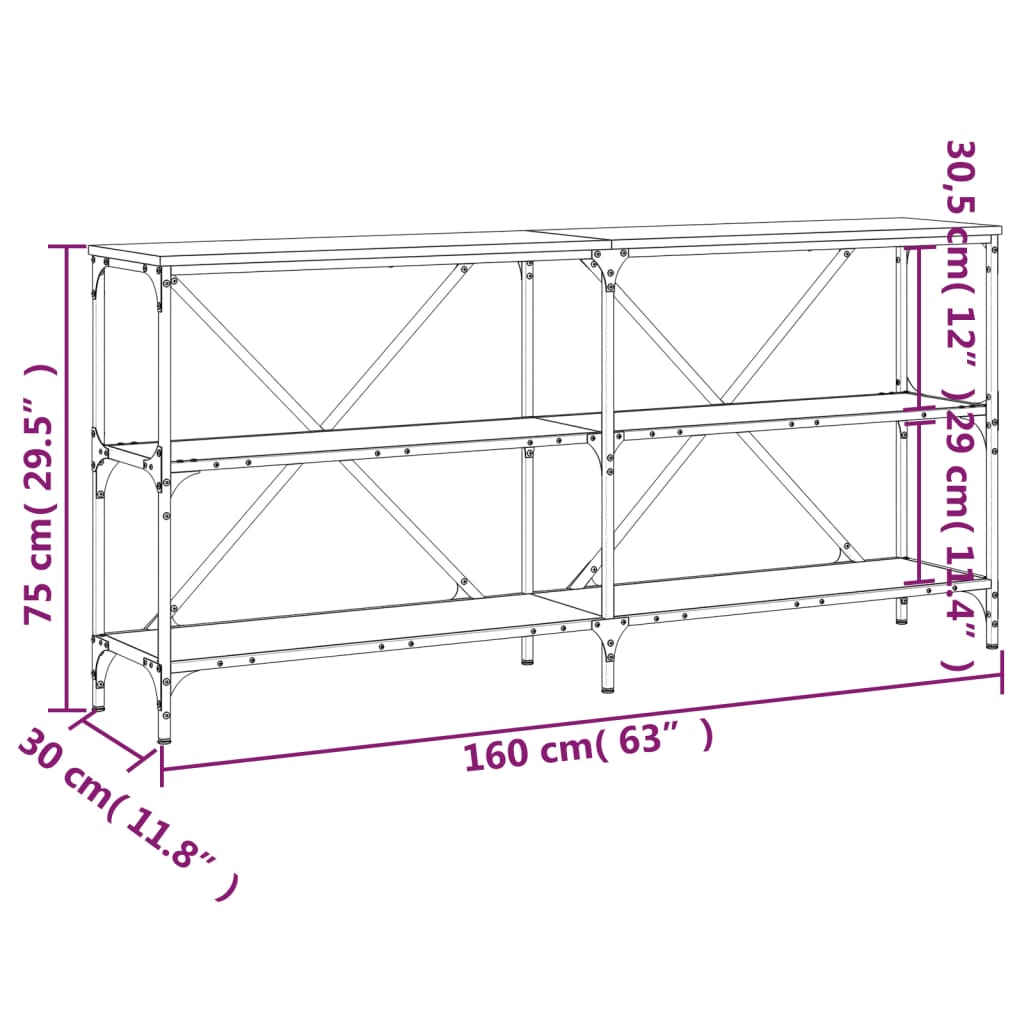 Konsolentisch Braun Eichen-Optik 160x30x75 cm Holzwerkstoff - Pazzar.ch