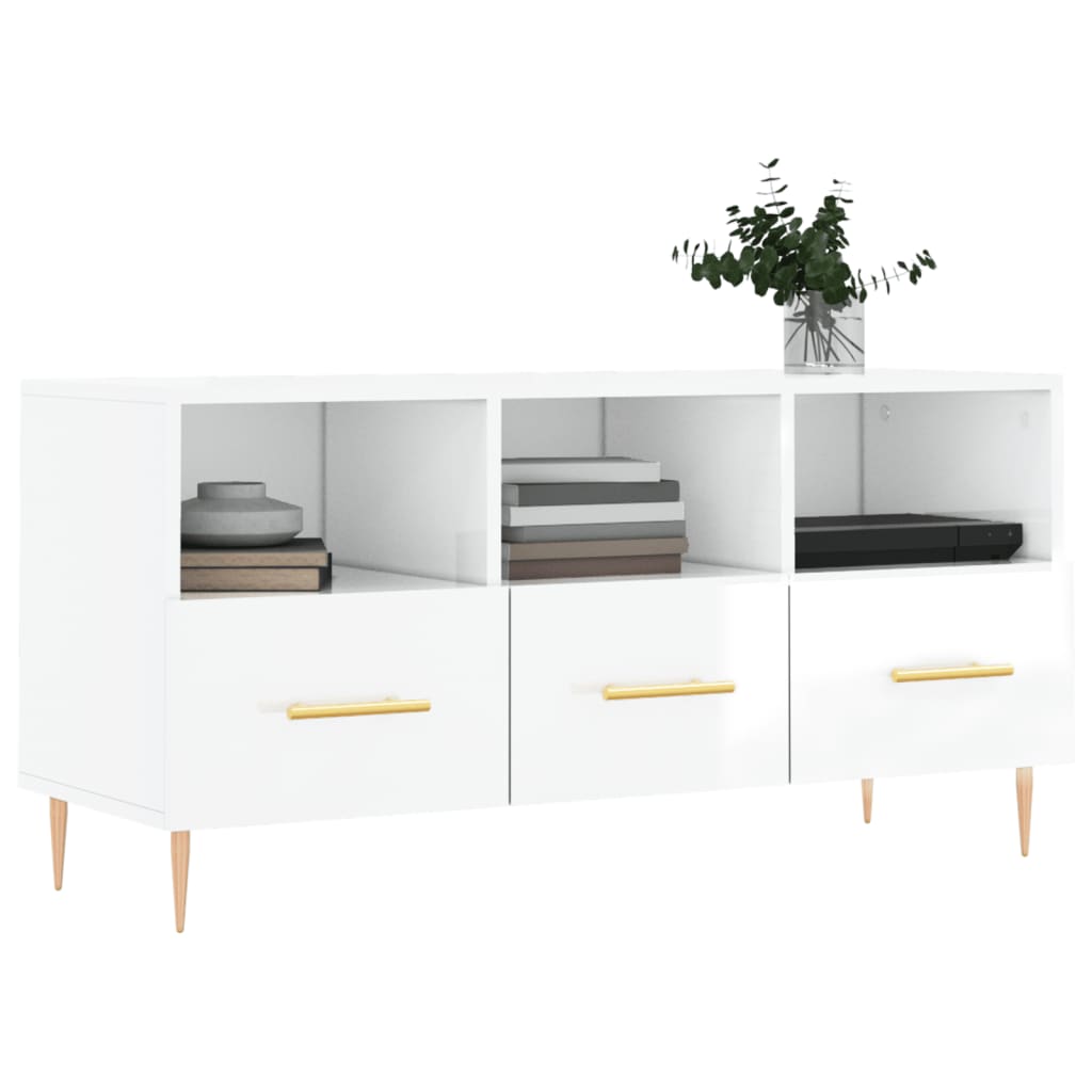 TV-Schrank Hochglanz-Weiß 102x36x50 cm Holzwerkstoff - Pazzar.ch
