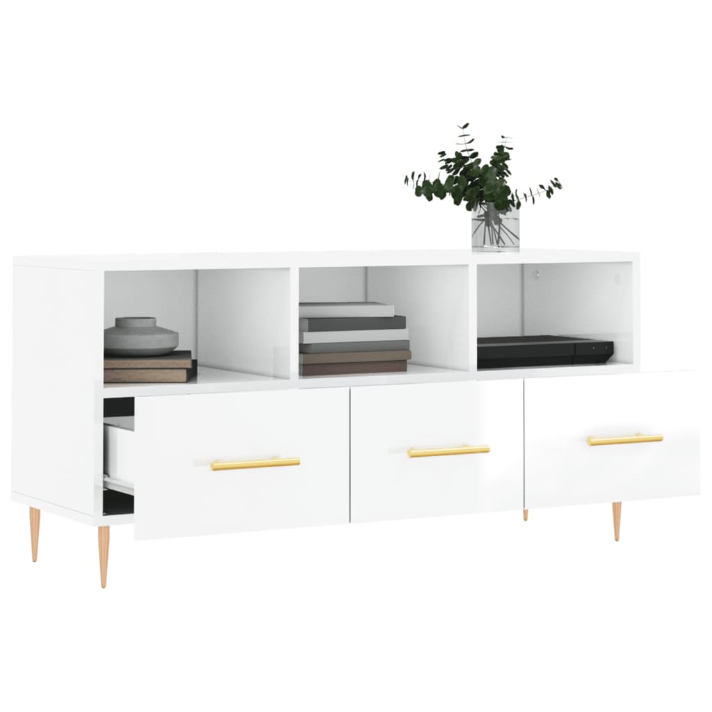 TV-Schrank Hochglanz-Weiß 102x36x50 cm Holzwerkstoff - Pazzar.ch