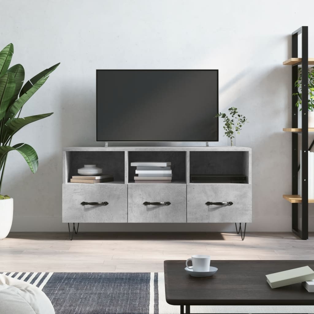 TV-Schrank Betongrau 102x36x50 cm Holzwerkstoff - Pazzar.ch