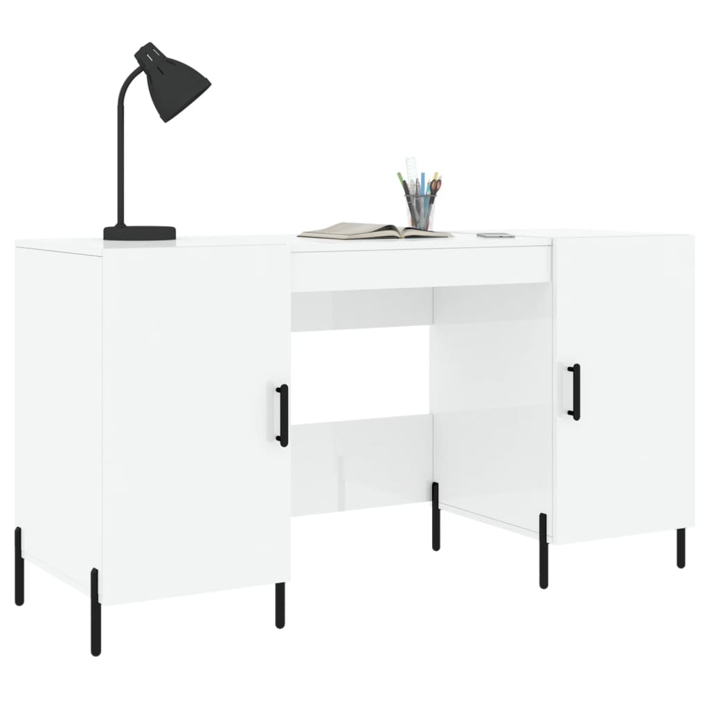 Schreibtisch Hochglanz-Weiß 140x50x75 cm Holzwerkstoff - Pazzar.ch