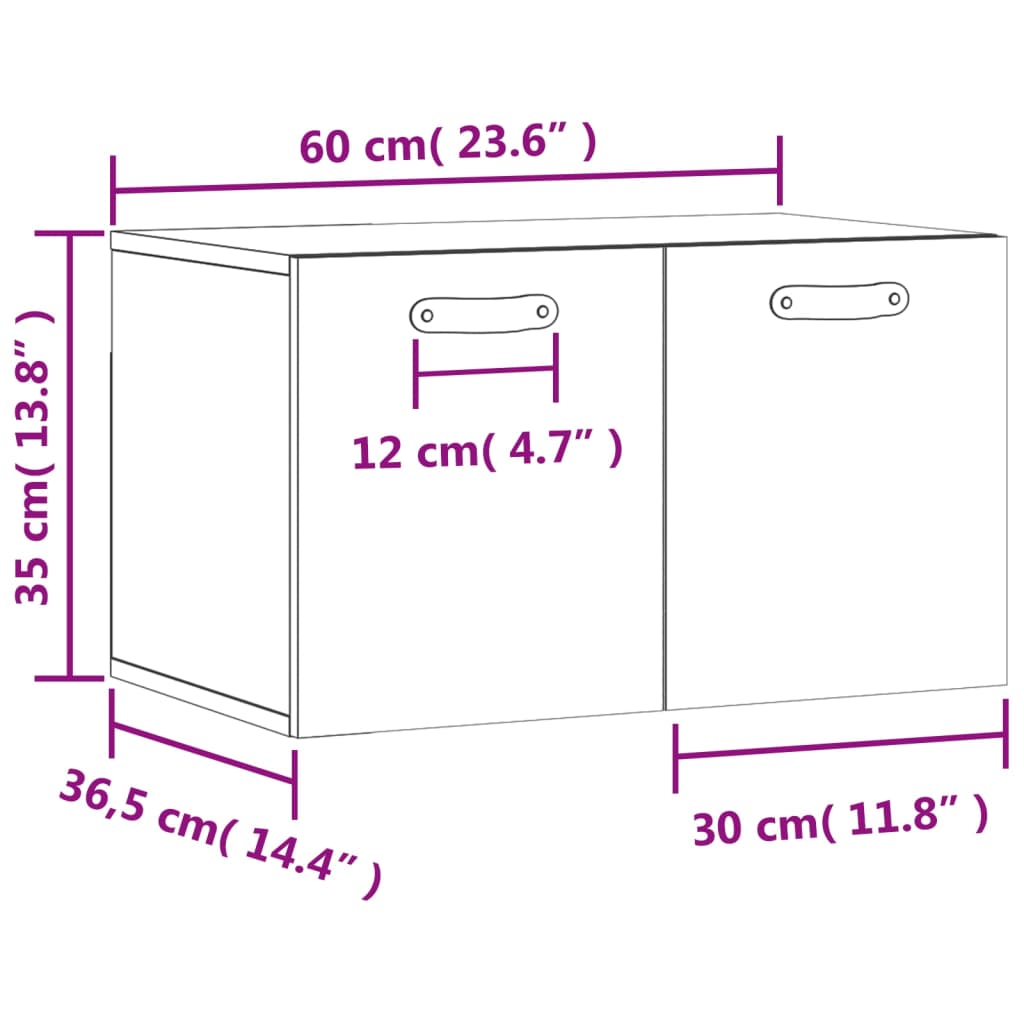Wandschrank Grau Sonoma 60x36,5x35 cm Holzwerkstoff - Pazzar.ch