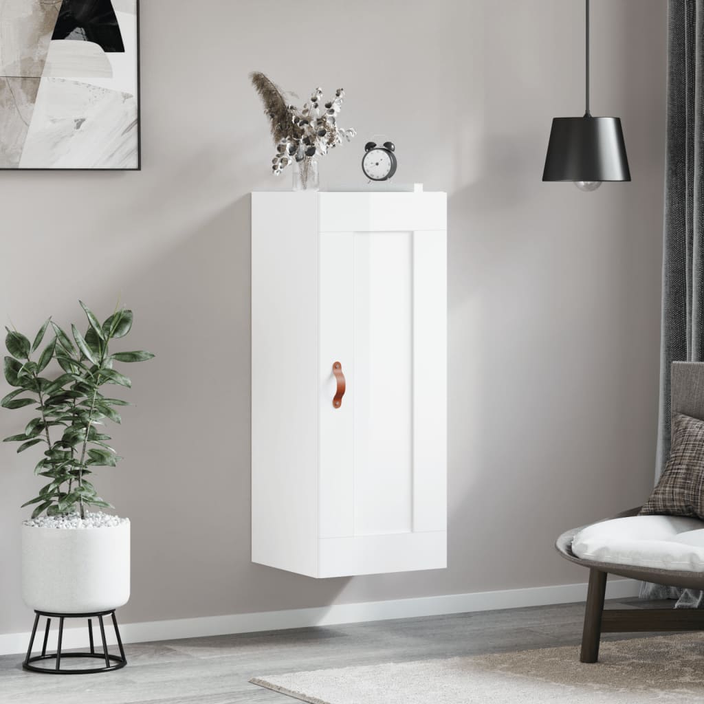 Wandschrank Hochglanz-Weiß 34,5x34x90 cm Holzwerkstoff - Pazzar.ch