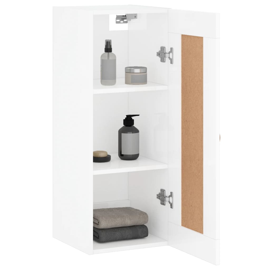 Wandschrank Hochglanz-Weiß 34,5x34x90 cm Holzwerkstoff - Pazzar.ch