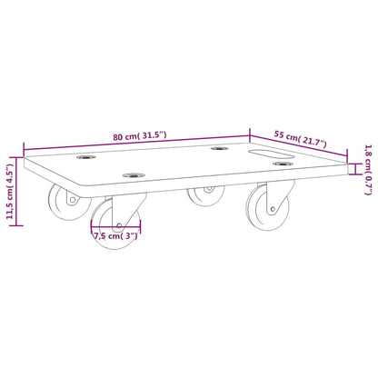 Rollbretter 2 Stk. Rechteckig 80x55x11,5 cm - Pazzar.ch