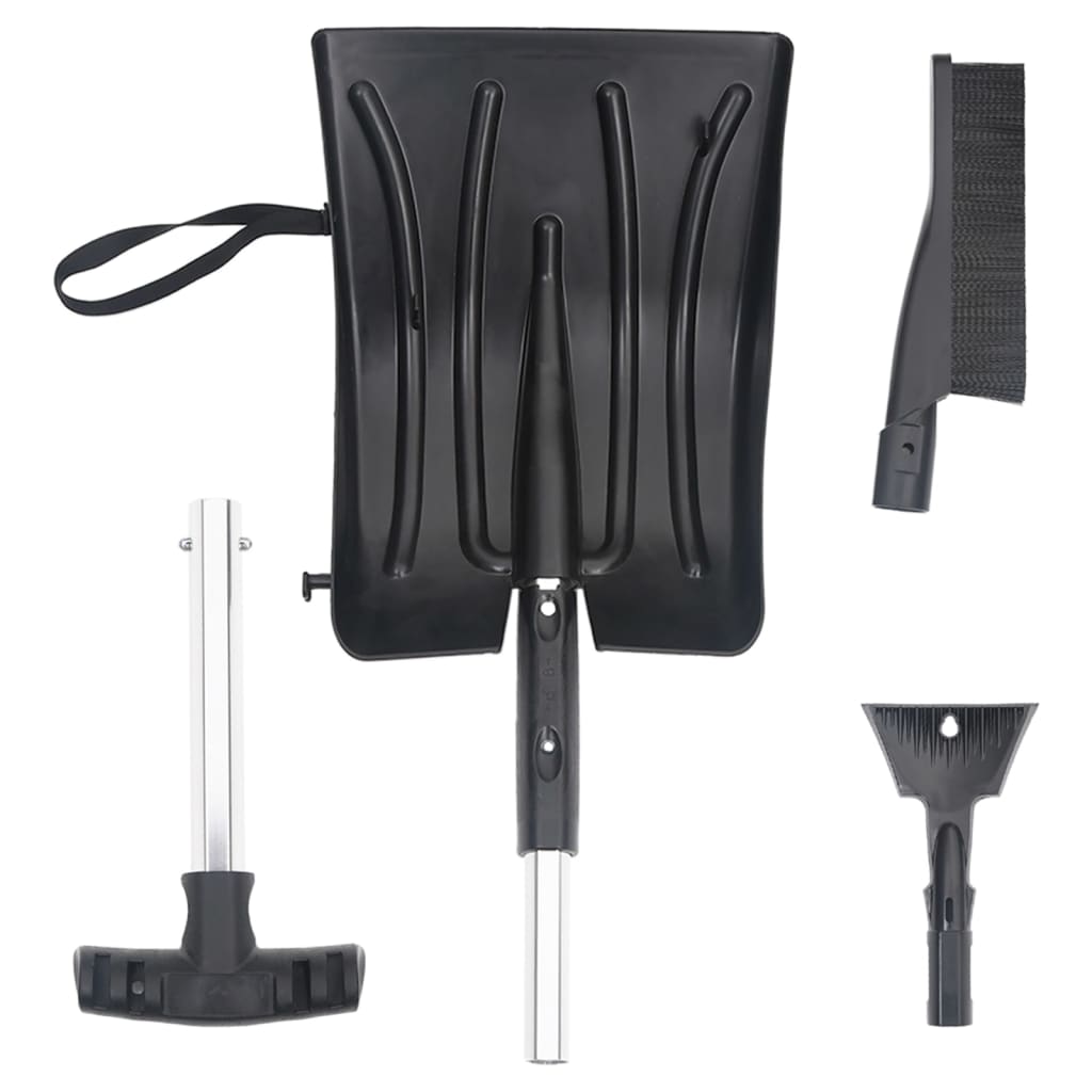 Schneeschaufel-Set 3-in-1 Schwarz Aluminium - Pazzar.ch