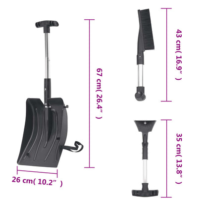 Schneeschaufel-Set 3-in-1 Schwarz Aluminium - Pazzar.ch