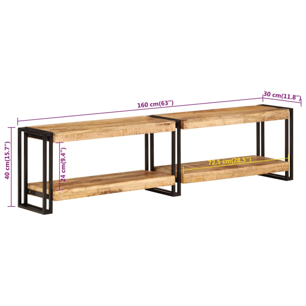 TV-Schrank 160x30x40 cm Massivholz Mango - Pazzar.ch