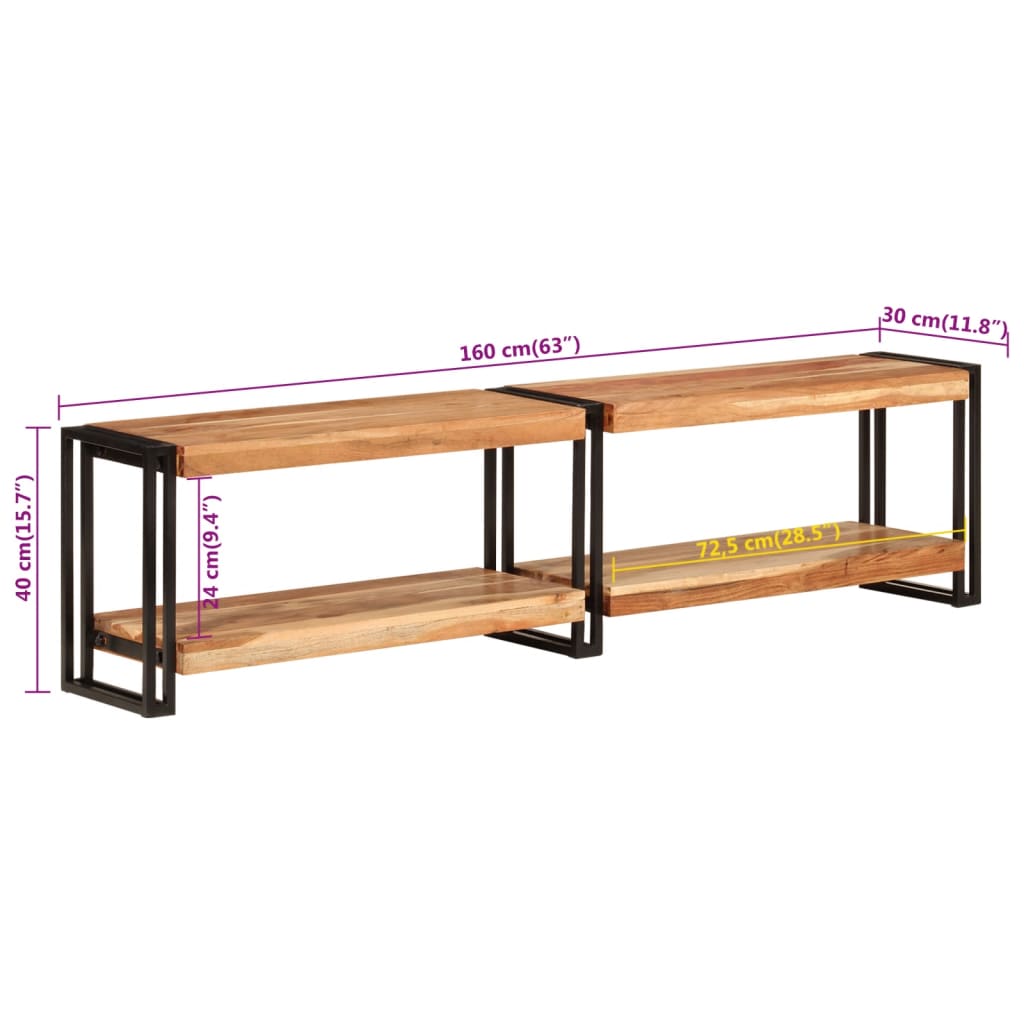 TV-Schrank 160x30x40 cm Massivholz Akazie - Pazzar.ch