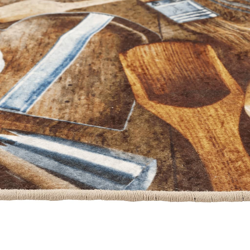 Küchenteppich Mehrfarbig 60x180 cm Waschbar Rutschfest - Pazzar.ch