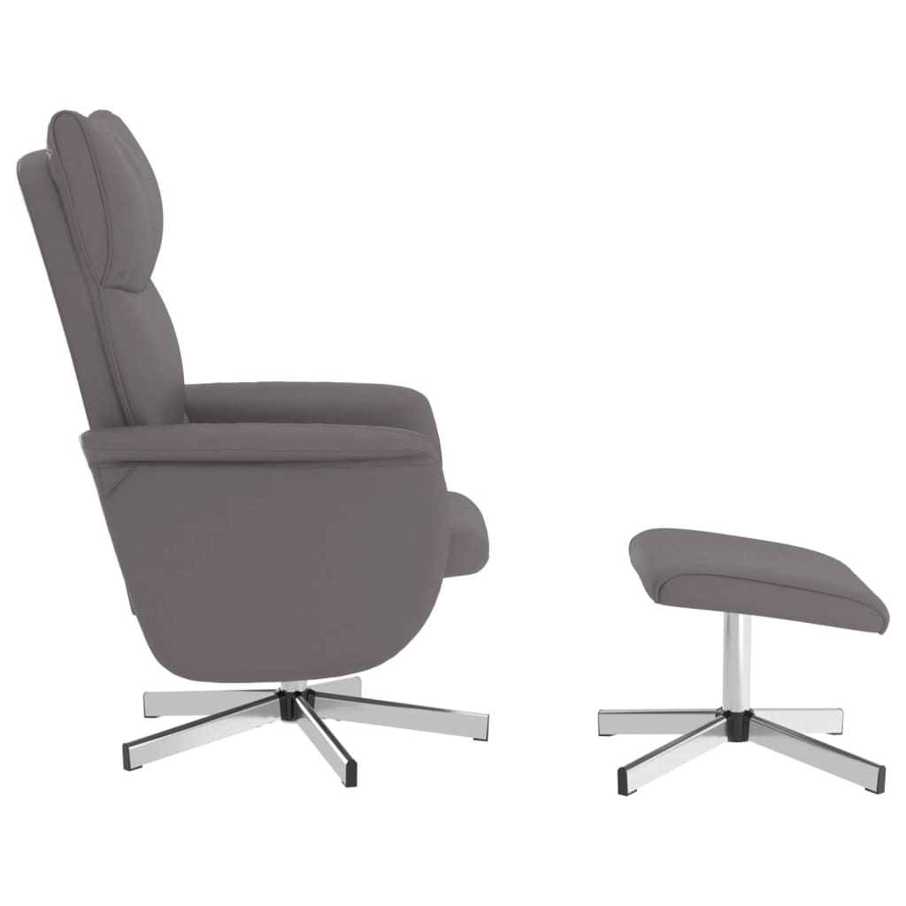 Relaxsessel mit Fußhocker Grau Kunstleder