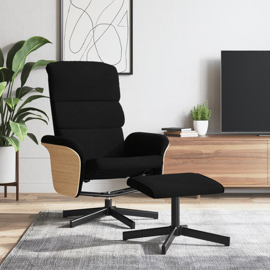 Relaxsessel mit Fußhocker Schwarz Stoff - Pazzar.ch