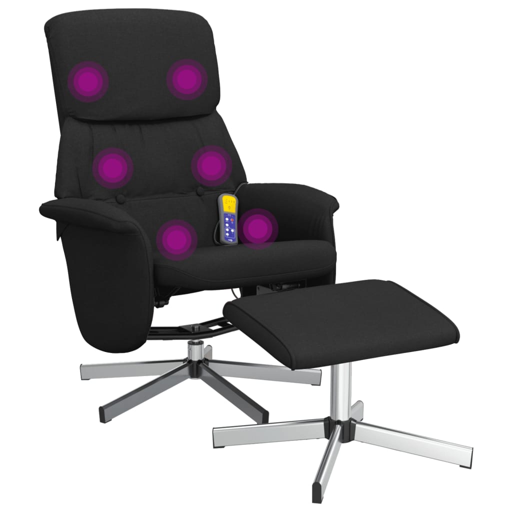 Massagesessel mit Fußhocker Schwarz Stoff - Pazzar.ch