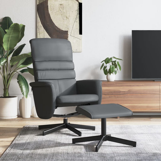 Relaxsessel mit Fußhocker Grau Kunstleder - Pazzar.ch