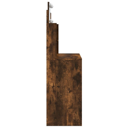 Schminktisch mit LED-Leuchten Räuchereiche 96x40x142 cm - Pazzar.ch