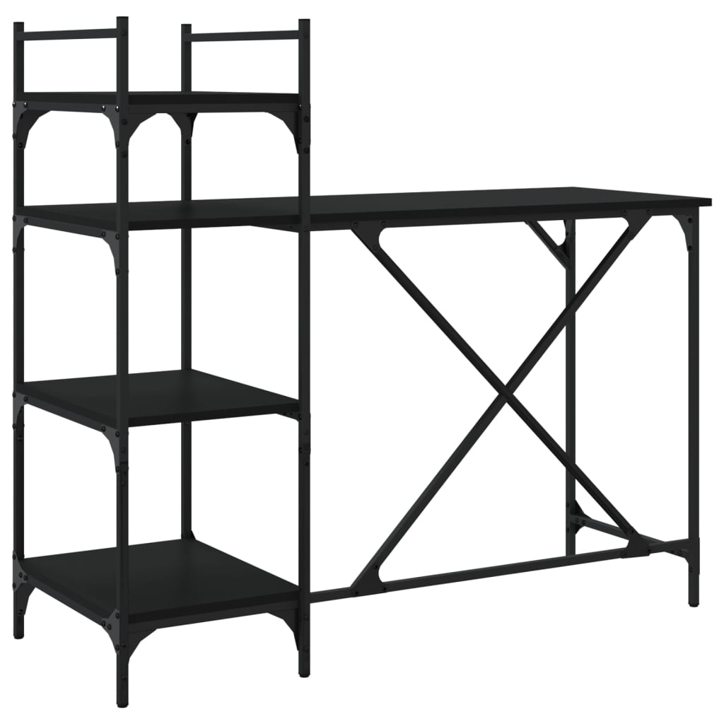 Computertisch mit Regal Schwarz 120x47x109 cm - Pazzar.ch
