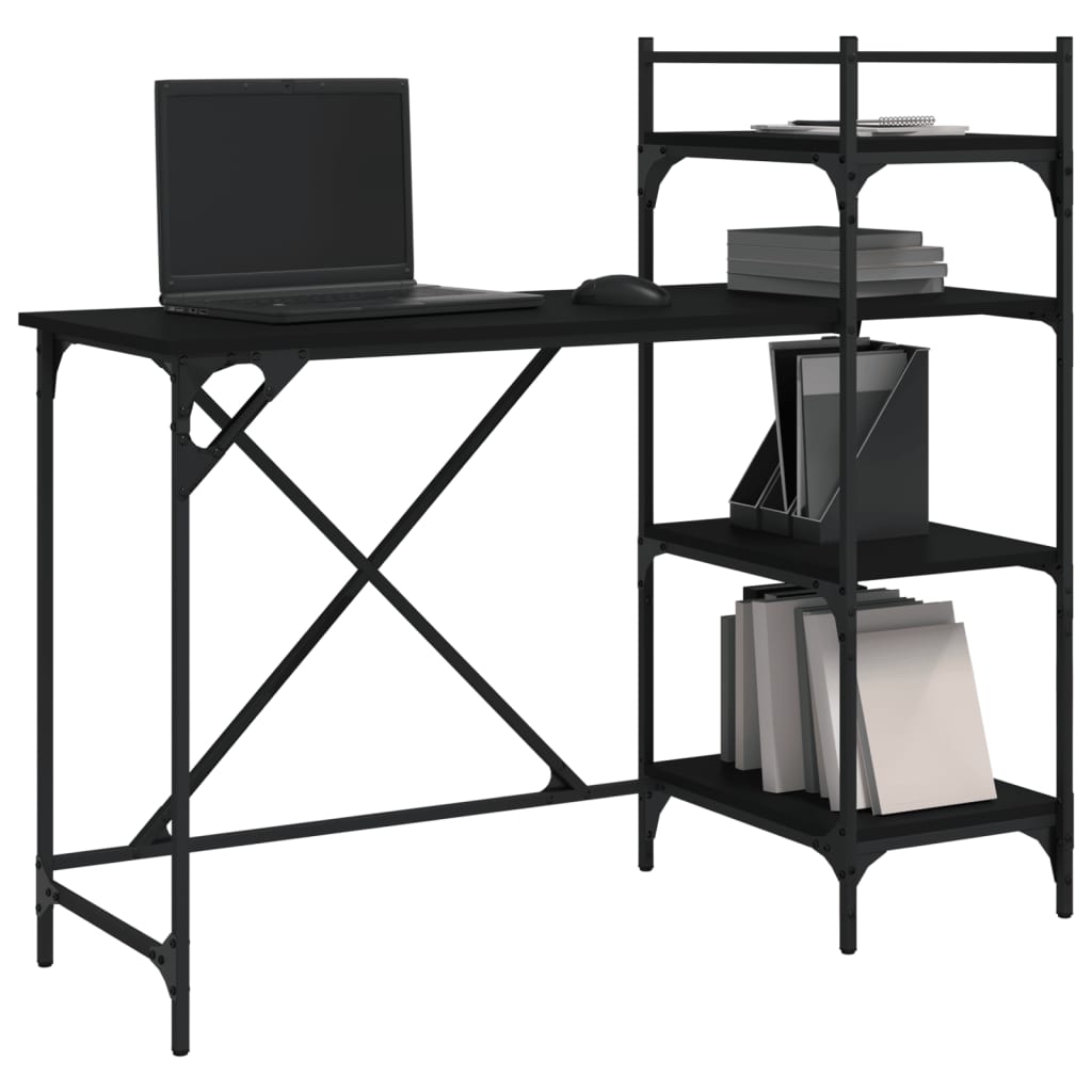 Computertisch mit Regal Schwarz 120x47x109 cm - Pazzar.ch