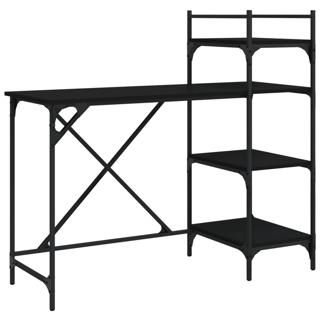 Computertisch mit Regal Schwarz 120x47x109 cm - Pazzar.ch