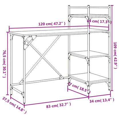 Computertisch mit Regal Schwarz 120x47x109 cm - Pazzar.ch
