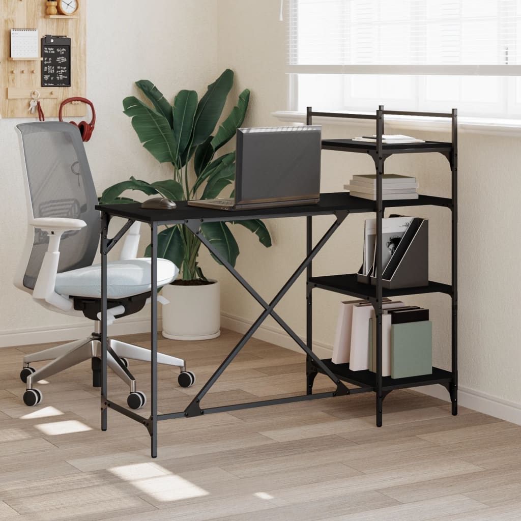 Computertisch mit Regal Schwarz 120x47x109 cm - Pazzar.ch