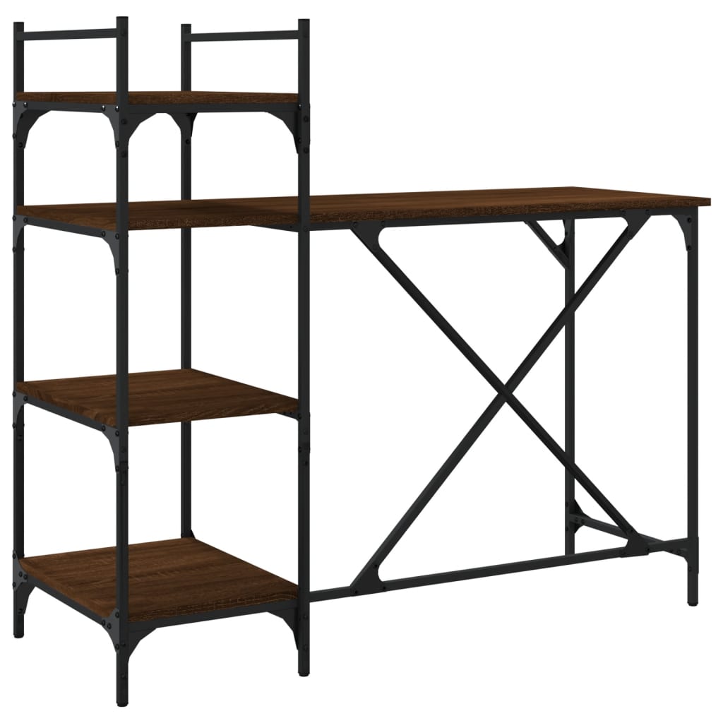 Computertisch mit Regal Braun Eiche-Optik 120x47x109 cm - Pazzar.ch
