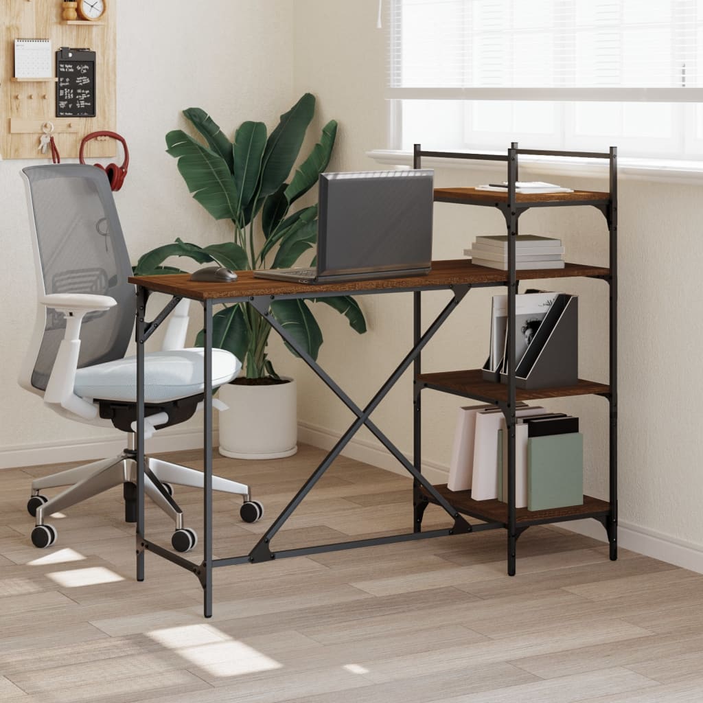Computertisch mit Regal Braun Eiche-Optik 120x47x109 cm - Pazzar.ch