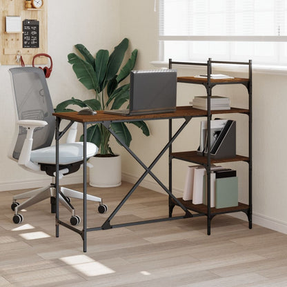 Computertisch mit Regal Braun Eiche-Optik 120x47x109 cm - Pazzar.ch