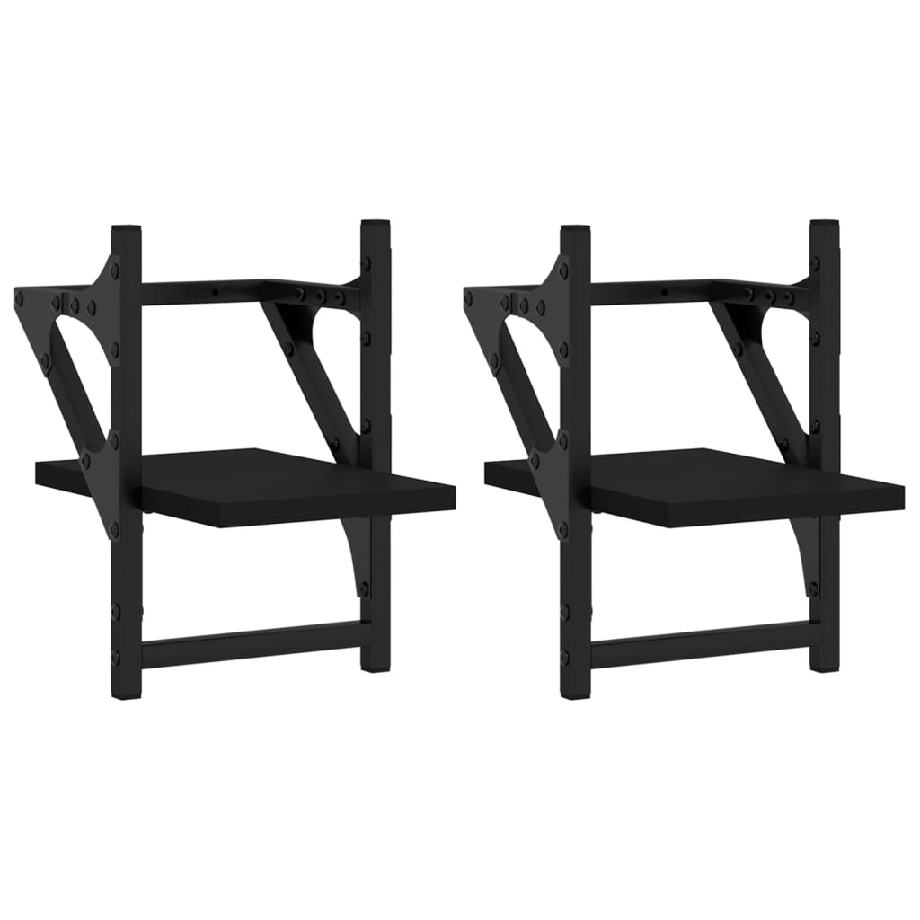 Wandregale mit Stangen 2 Stk. Schwarz 20x25x30 cm - Pazzar.ch