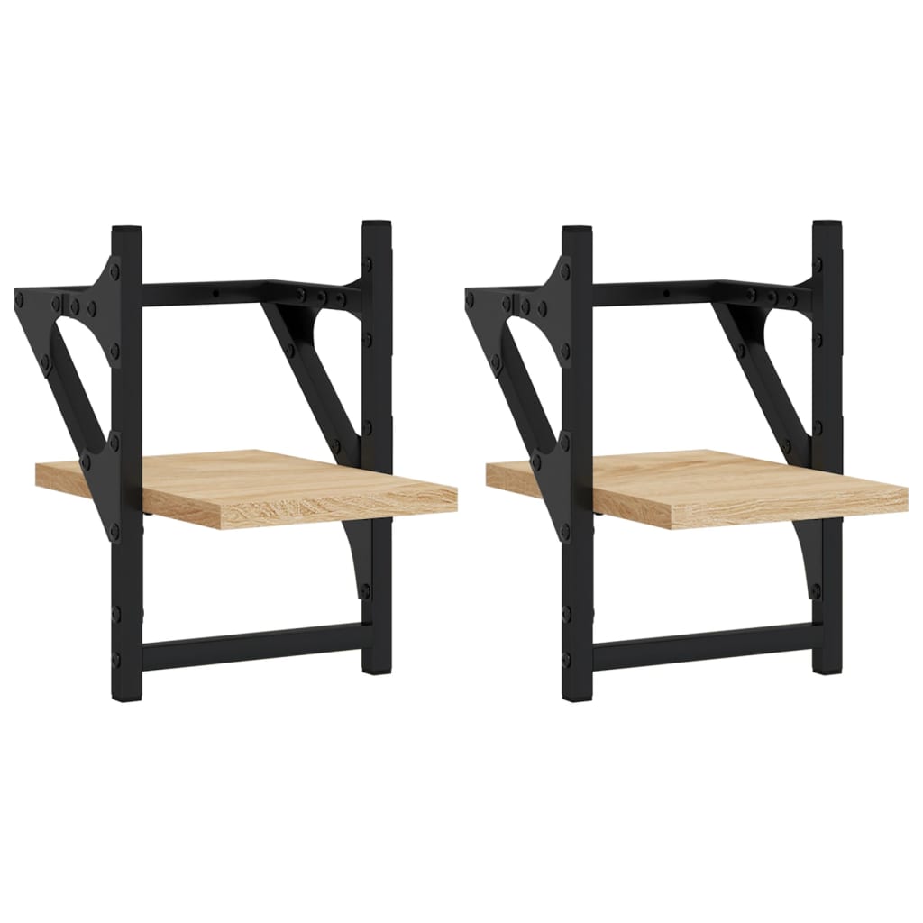 Wandregale mit Stangen 2 Stk. Sonoma-Eiche 20x25x30 cm - Pazzar.ch