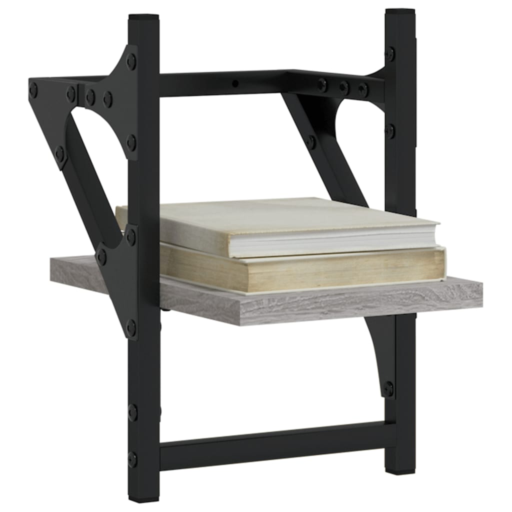 Wandregale mit Stangen 2 Stk. Grau Sonoma 20x25x30 cm - Pazzar.ch