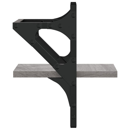 Wandregale mit Stangen 2 Stk. Grau Sonoma 20x25x30 cm - Pazzar.ch