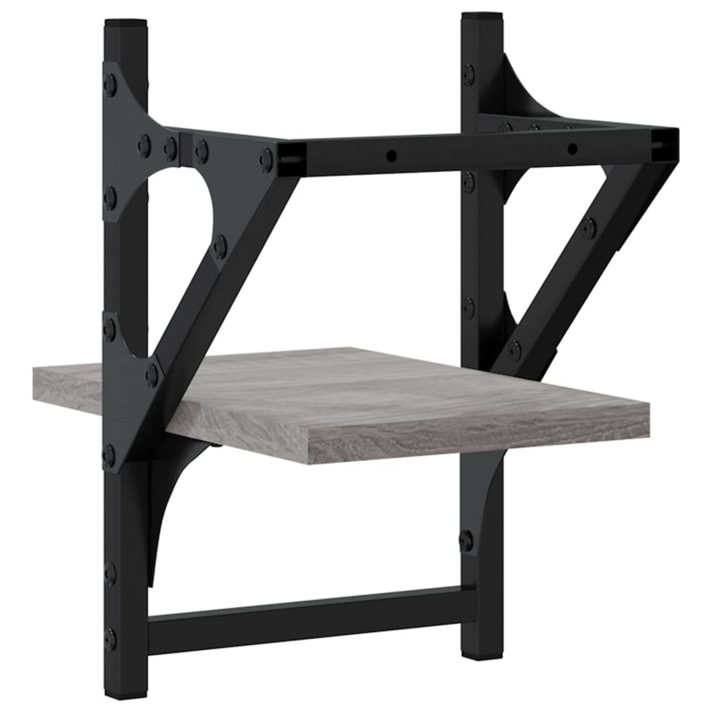 Wandregale mit Stangen 2 Stk. Grau Sonoma 20x25x30 cm - Pazzar.ch