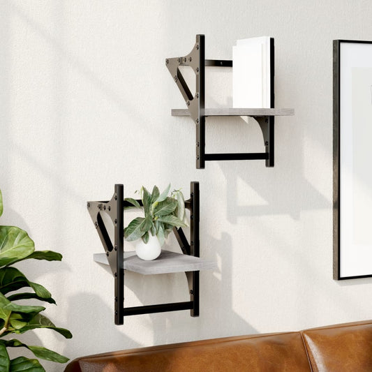 Wandregale mit Stangen 2 Stk. Grau Sonoma 20x25x30 cm - Pazzar.ch