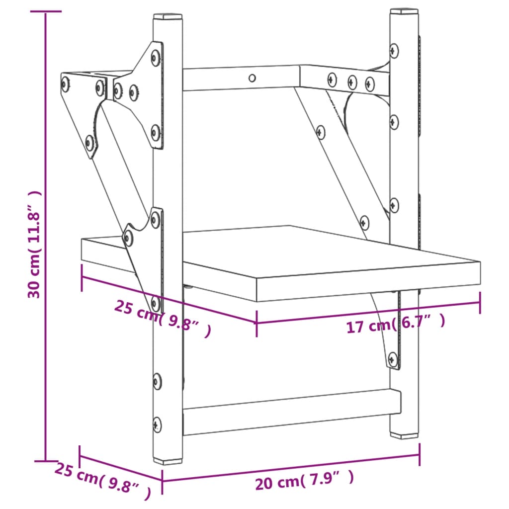 Wandregale mit Stangen 2 Stk. Braun Eichen-Optik 20x25x30 cm - Pazzar.ch