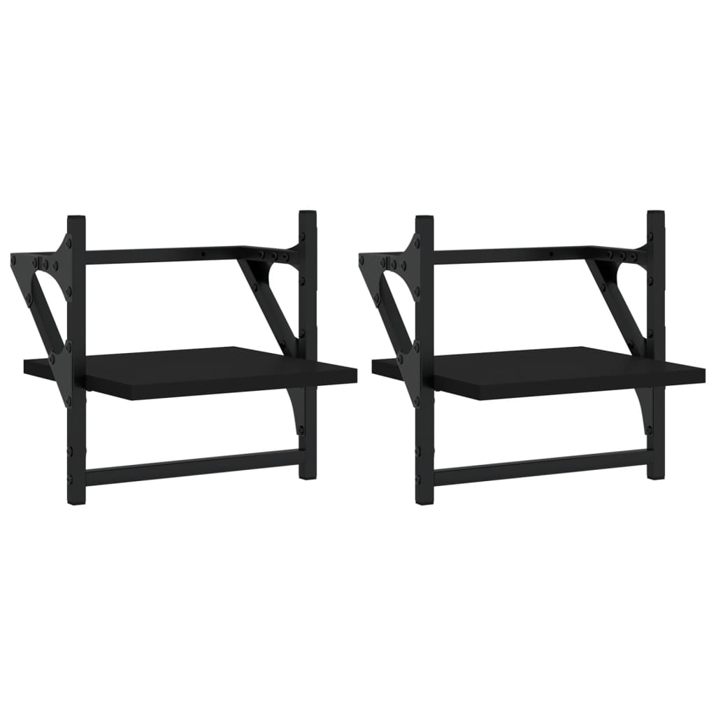 Wandregale mit Stangen 2 Stk. Schwarz 30x25x30 cm - Pazzar.ch